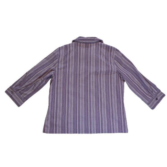 Additions by Chico’s Lavender Striped 3/4 Sleeve Button Front Top – Size 1 (M/L) - Picture 6 of 10